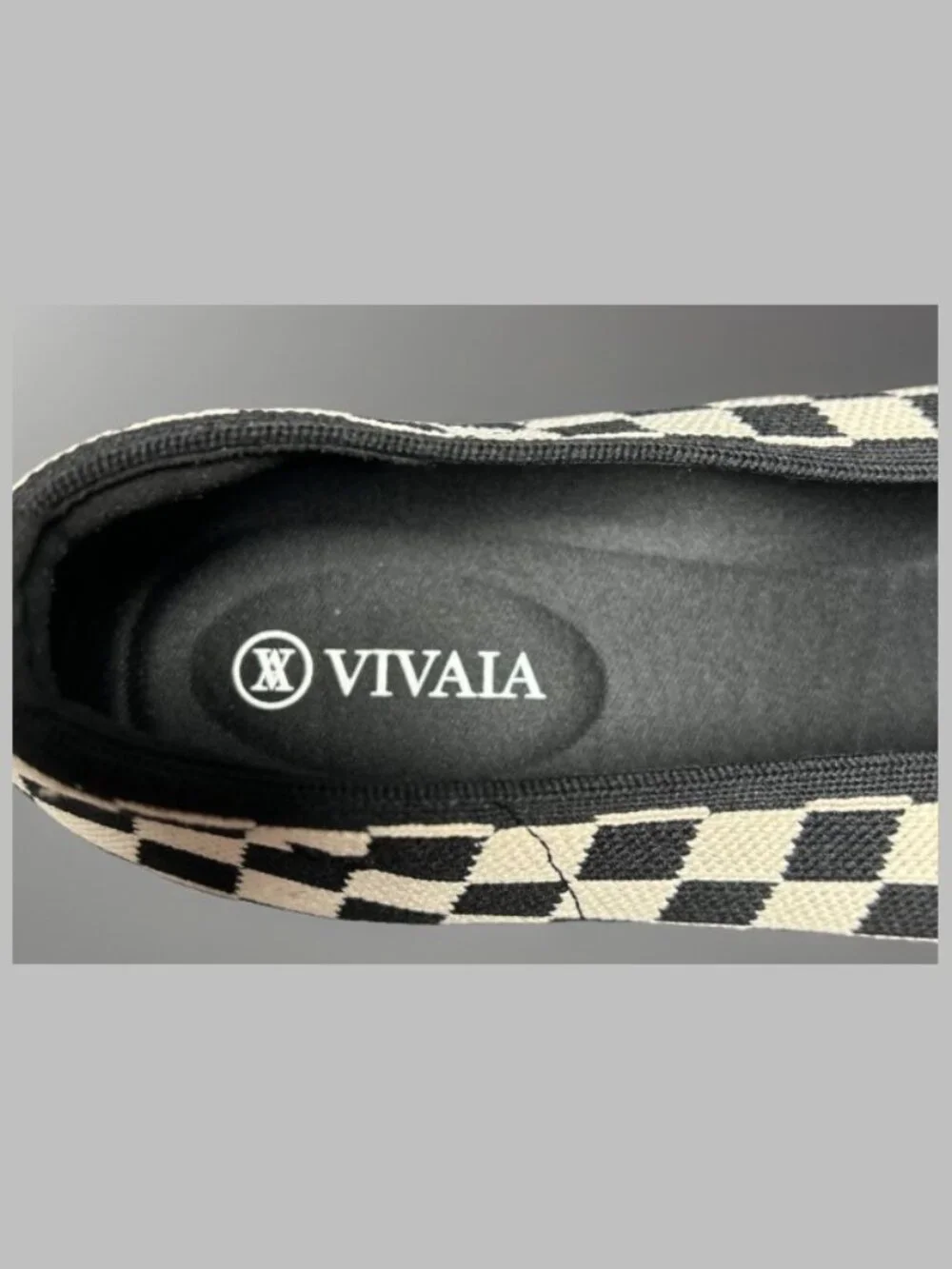 VIVAIA Margot 2.0 Women's Ballet Flats 8.5 EU 39.5 Black Cream Checkerboard Knit